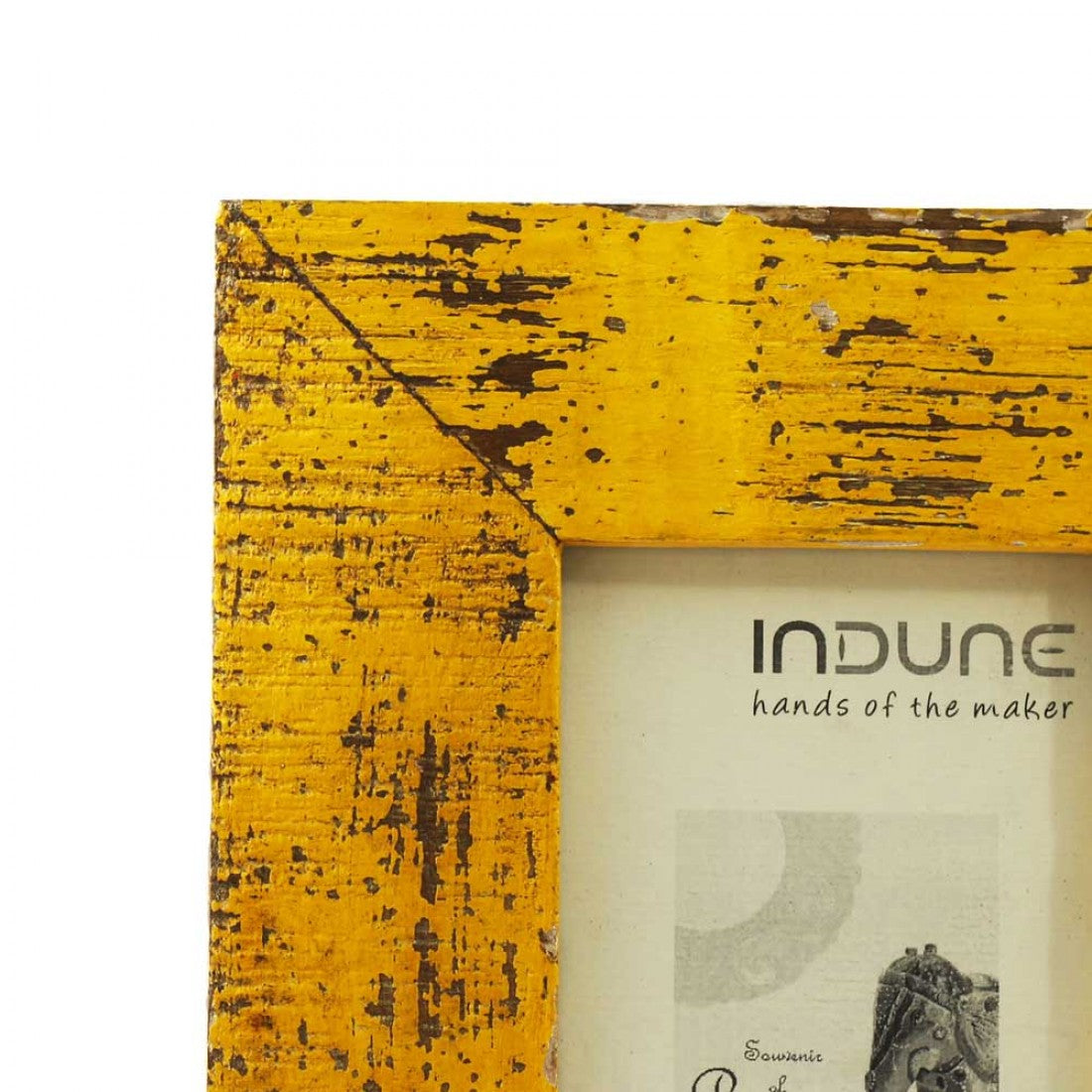 Wooden Photo Frame - Rough Distressed Yellow 4 X 6 Inches