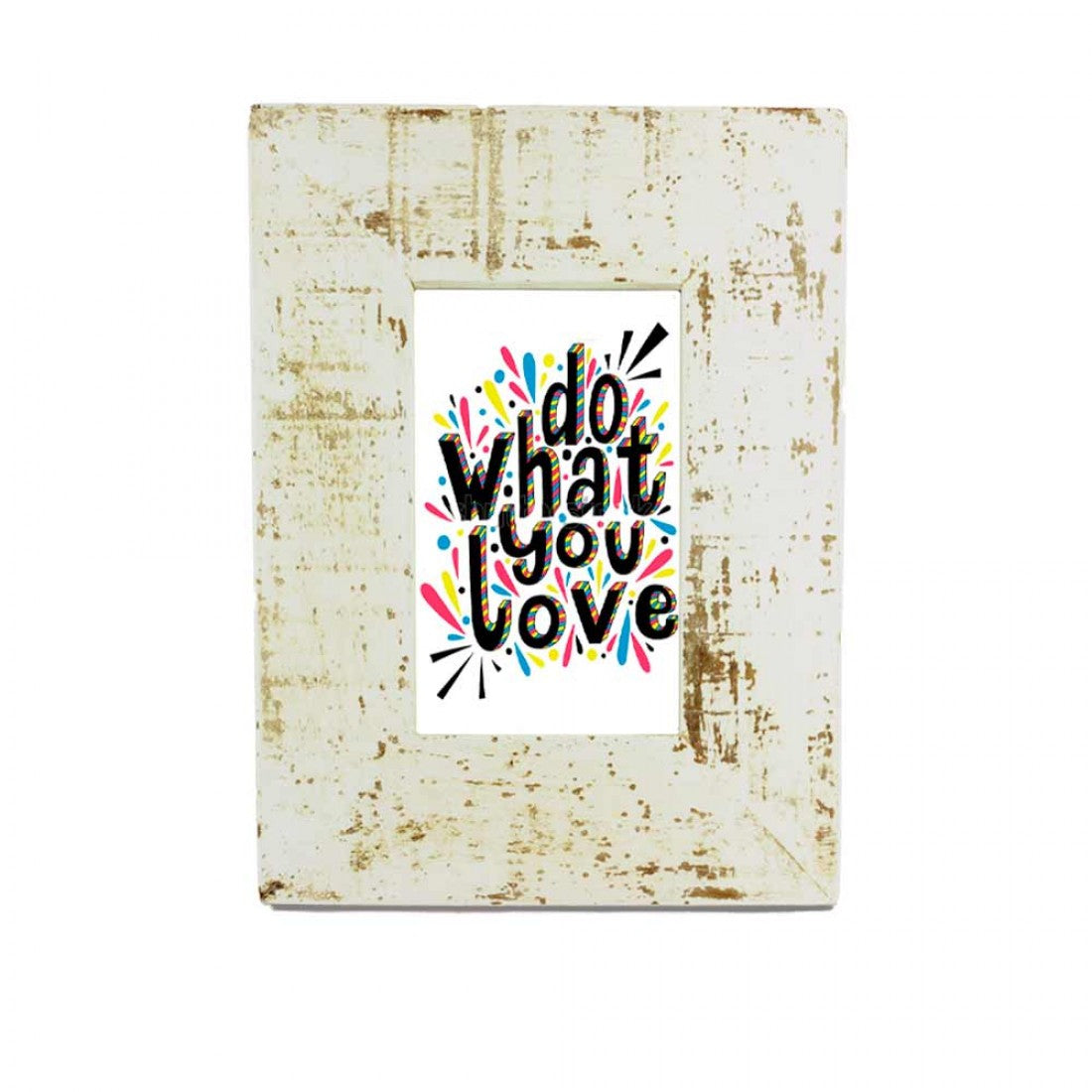 Wooden Photo Frame - Rough Distressed White 4 X 6 Inches