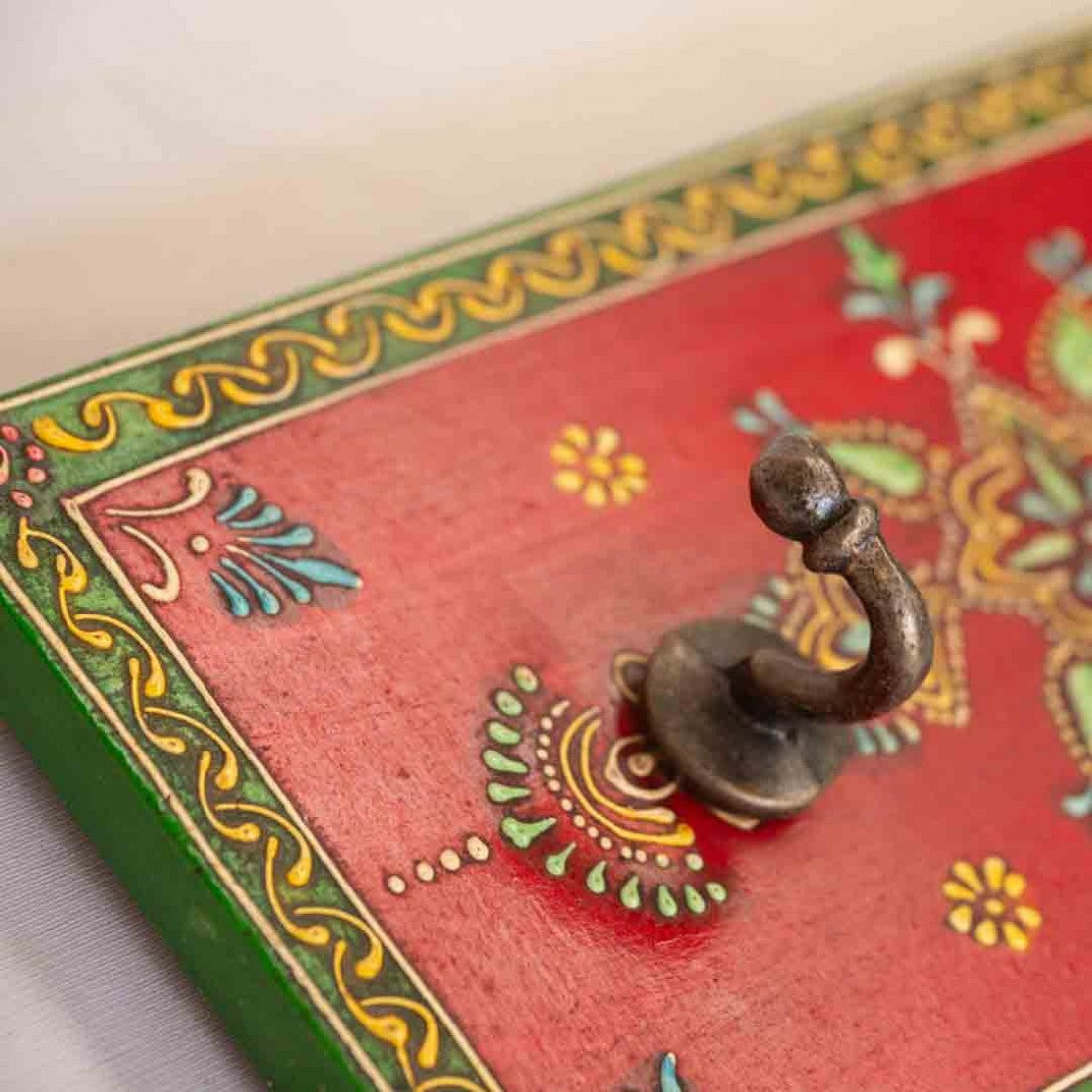 Handcrafted Key Hanger With Twin Brass Hooks