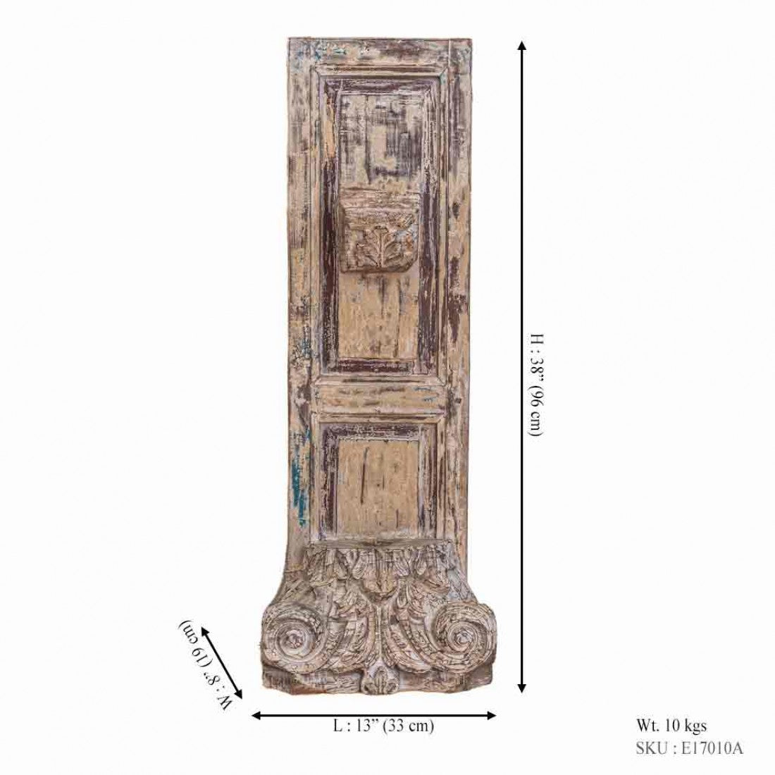 Rustic Carved Wooden Floor Mounted Candle Stand