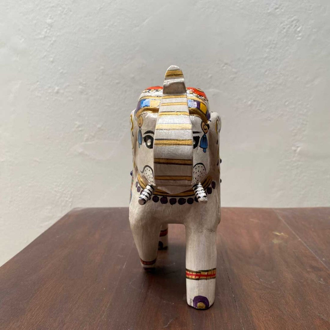 Hand Painted Elephant Showpiece - Blue/White