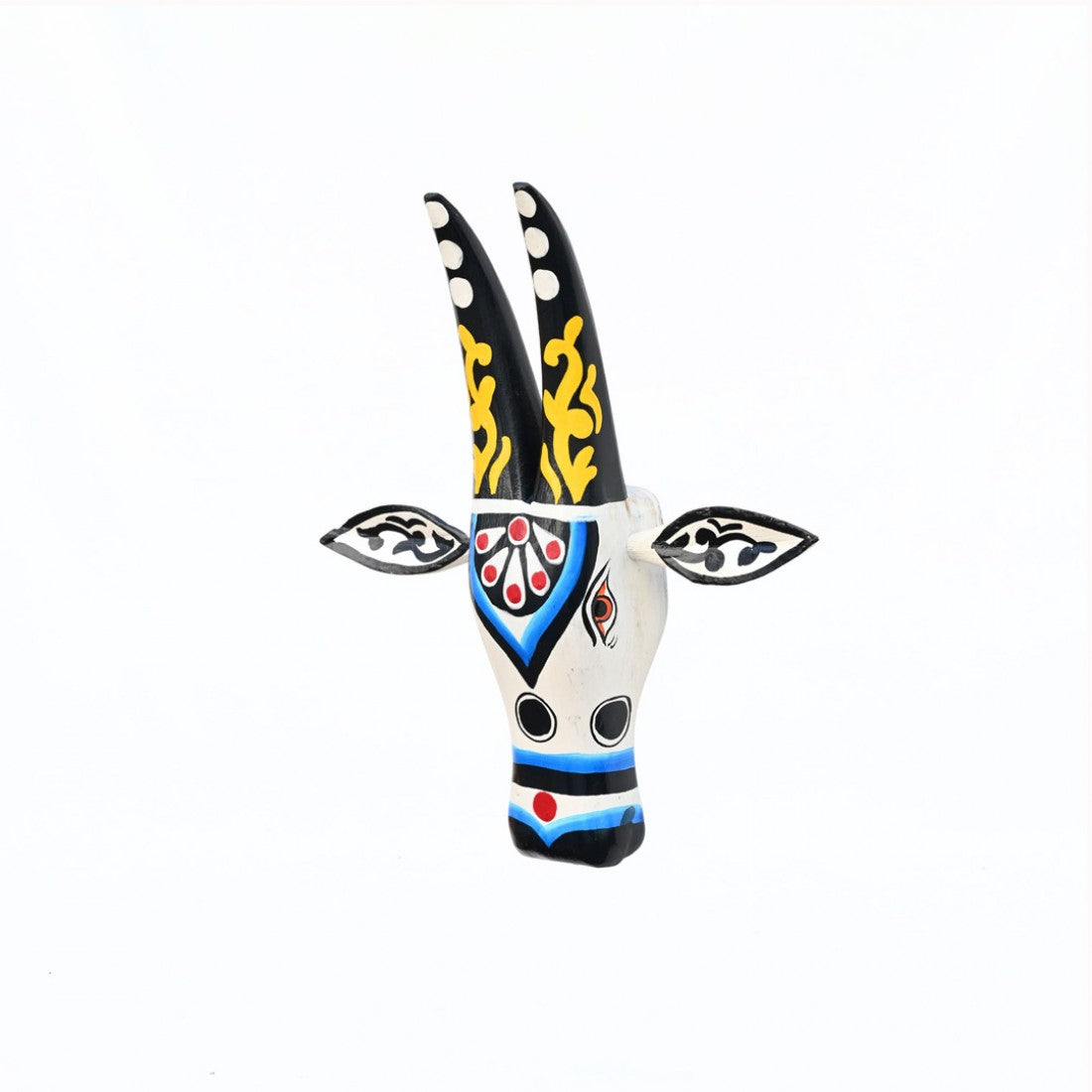 Hand Painted Wooden Cow Face In White/Black
