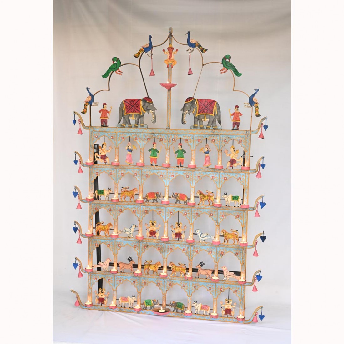 Reclaimed Multiple candle Stand With Traditional Artwork