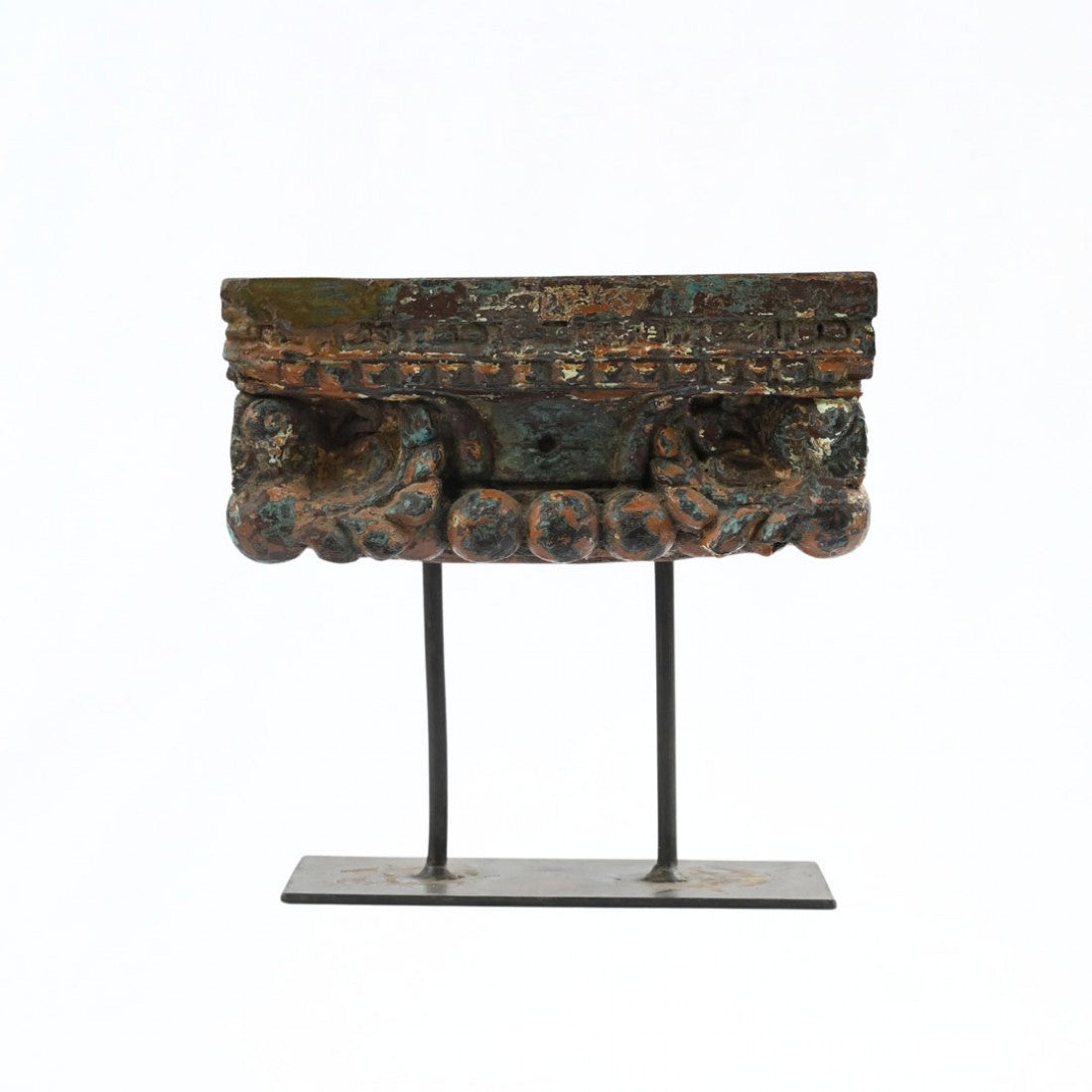 Vintage Wooden Carved Candle Holder With A Stand
