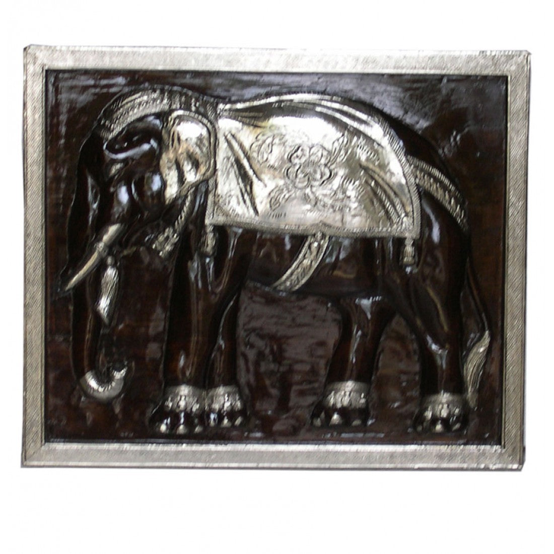 Carved Elephant Wall Panel