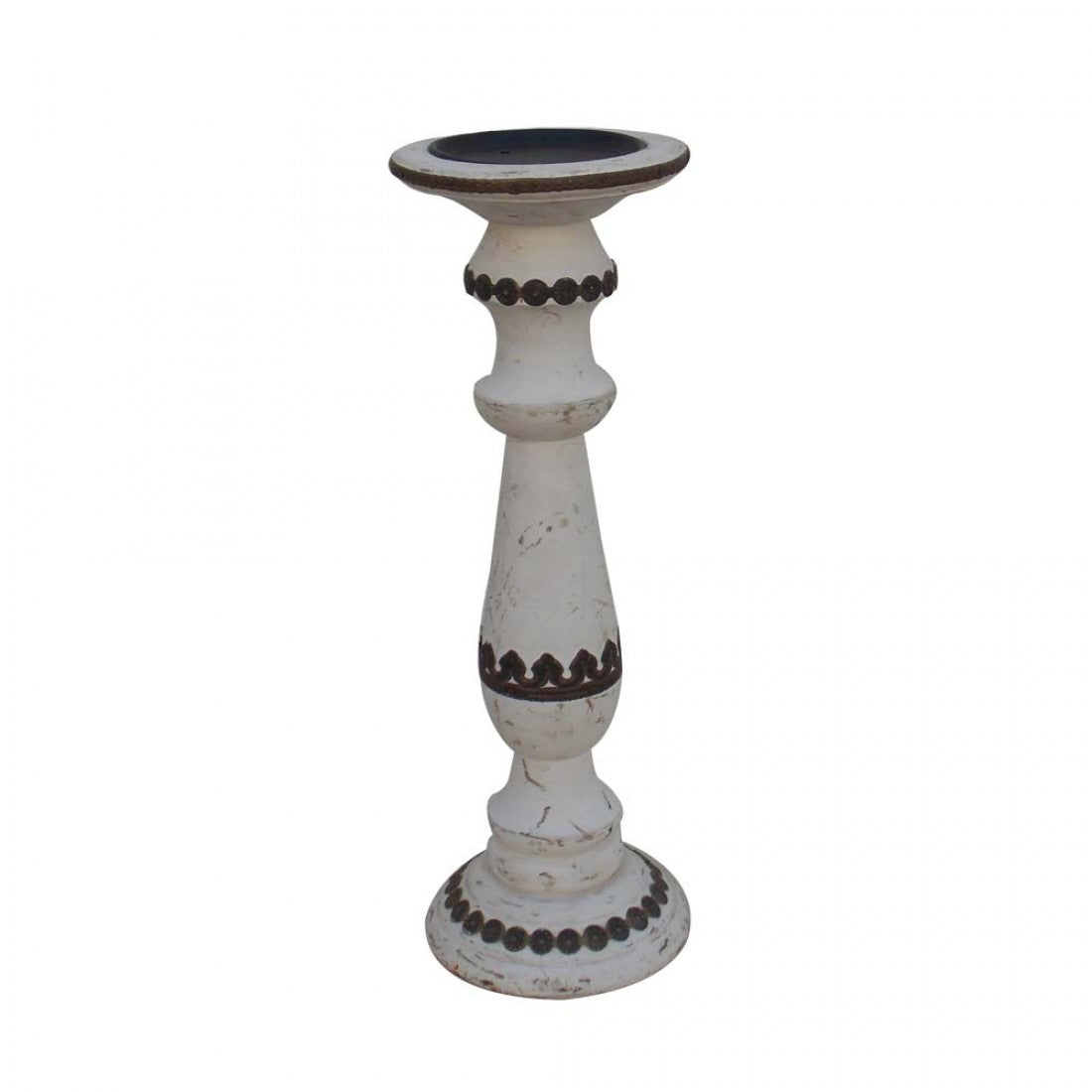 Pillar Candle Stand - Distress White
