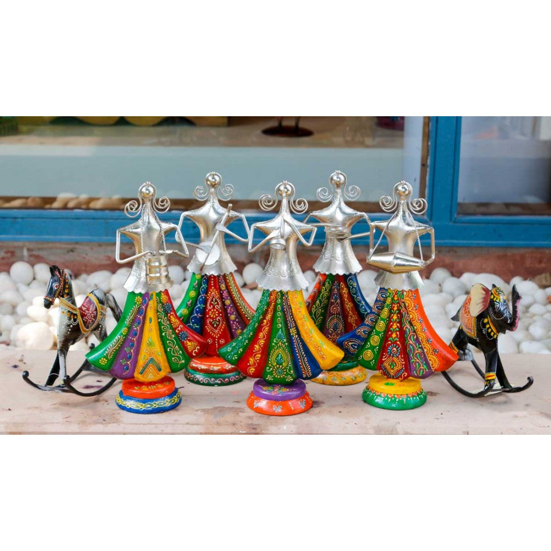 Rajasthani Banjara Musicians With Tribal Musical Instruments - Set Of 5