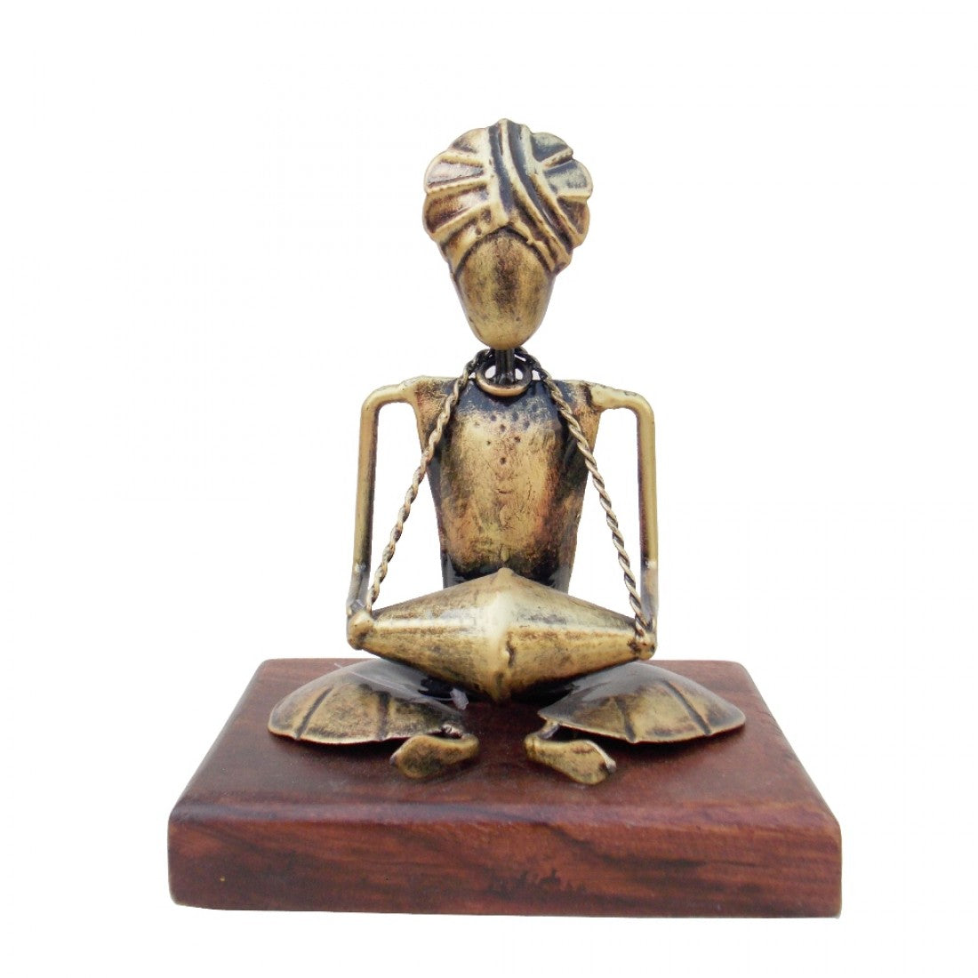 Fine Musician On Wooden Base - Dholak