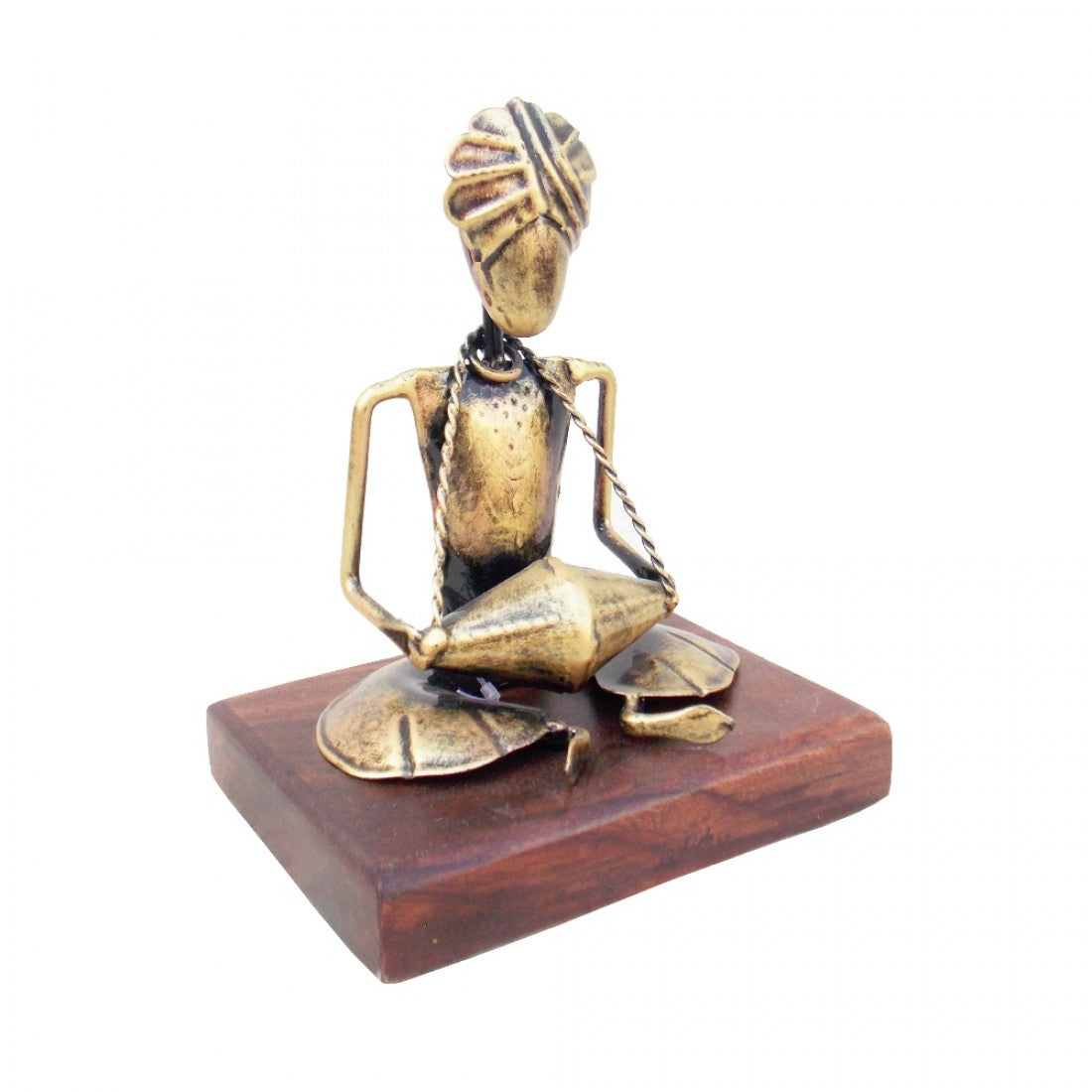 Fine Musician On Wooden Base - Dholak