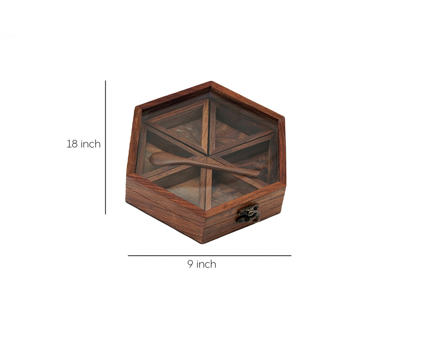 Udaipur Handicrafts Wooden Hand Crafted Spice Box With 6 Containers And Spoon