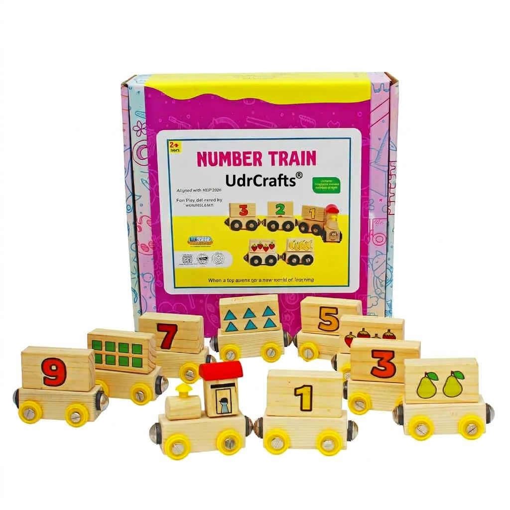 UdrCrafts® Wooden Number Magnetic Train for Learning Numbers 1 to 9 Toy Set for Kids 2 to 6 Years in Age - Stem interactive Educational Learning Toy, Birthday Gift (2-6 Years Boy/Girl)