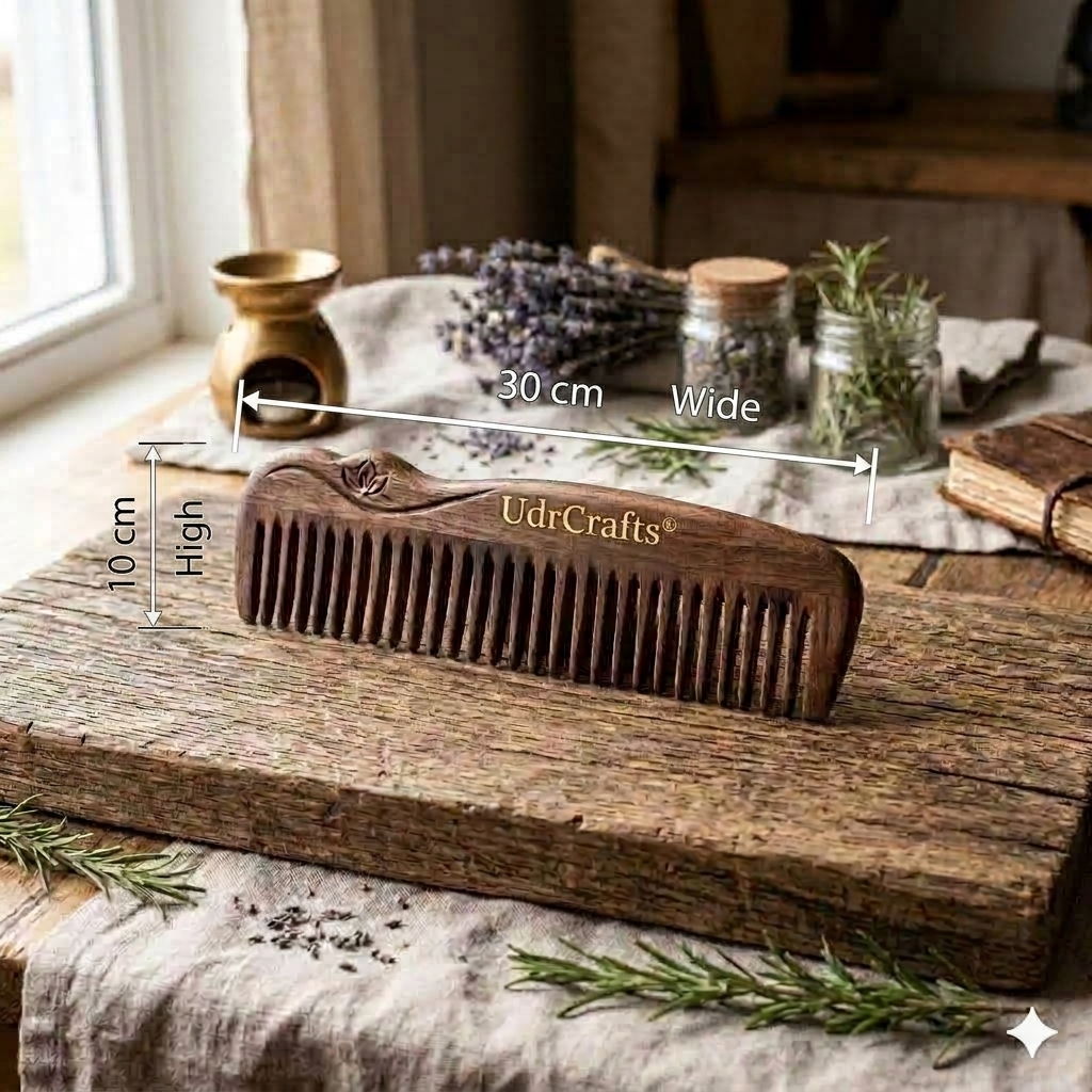 UdrCrafts® Luxury Handcrafted Wooden Hair Comb | Natural Eco-Friendly Wide Tooth Comb for Detangling & Daily Hair Care