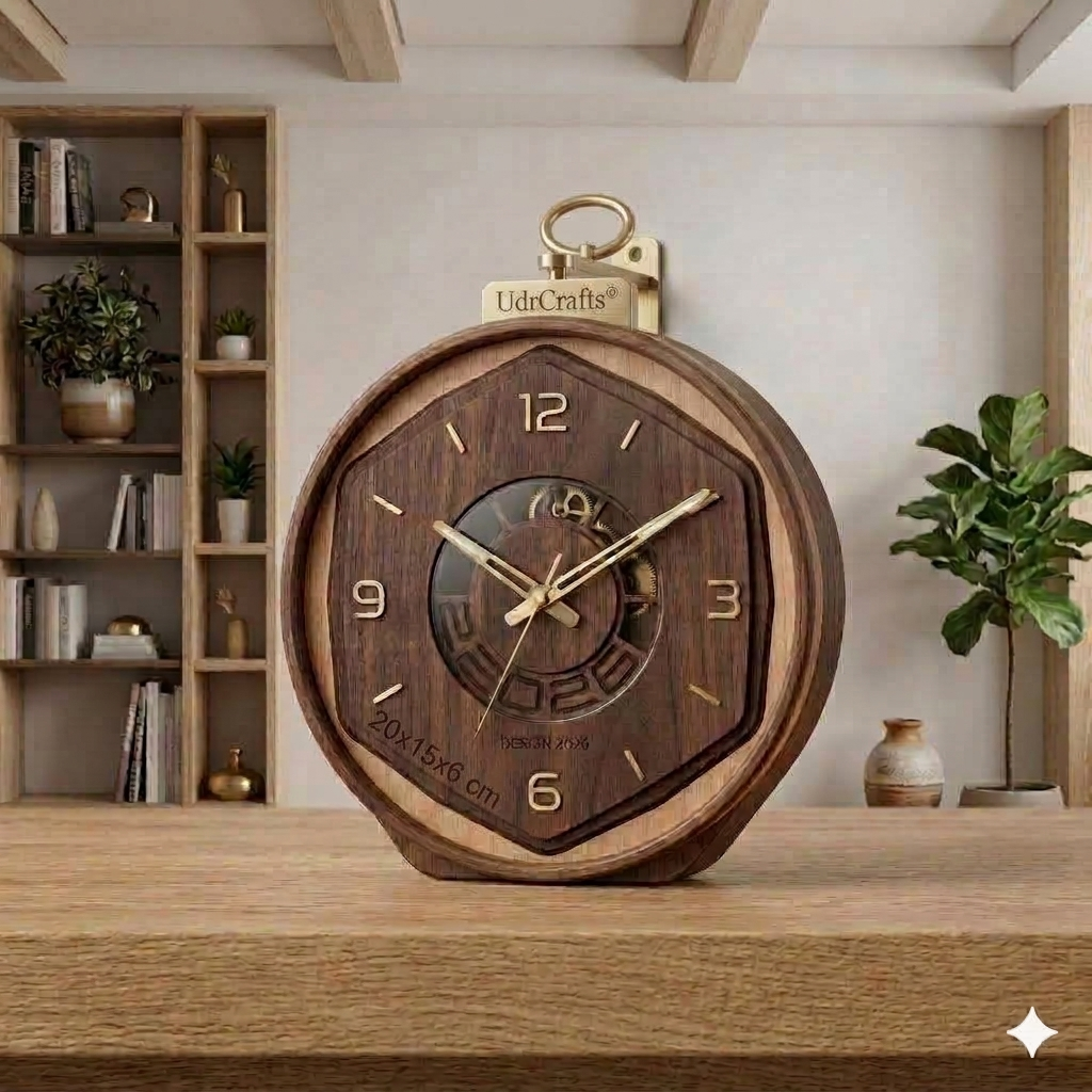 UdrCrafts® Modern Aesthetic Wood Clock - Customized Layered Square Timepiece for Home Decor, Corporate Gifting, Marriage Anniversary & Housewarming Gift