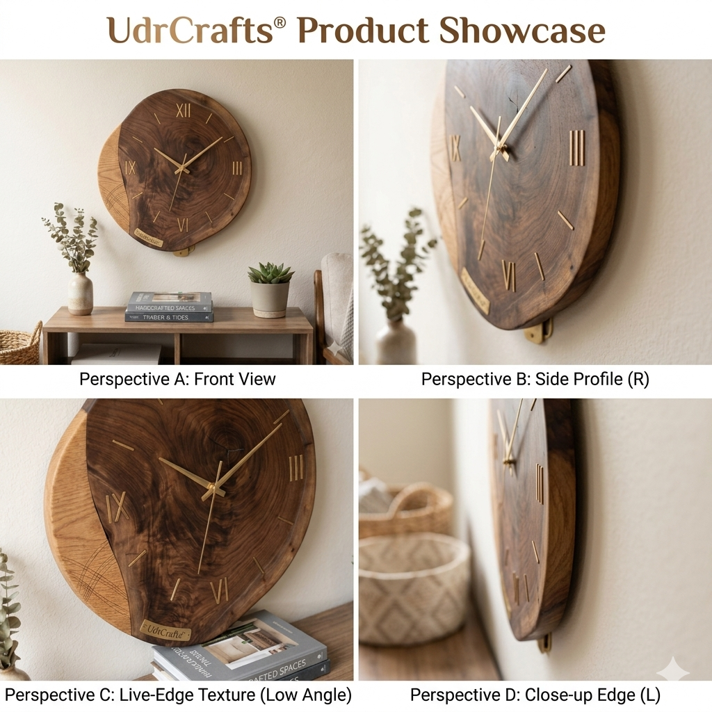 UdrCrafts® Modern Dual-Tone Wooden Wall Clock | 30 cm Decorative Premium Silent Clock for Elegant Wall Art, Home Styling & Gifting