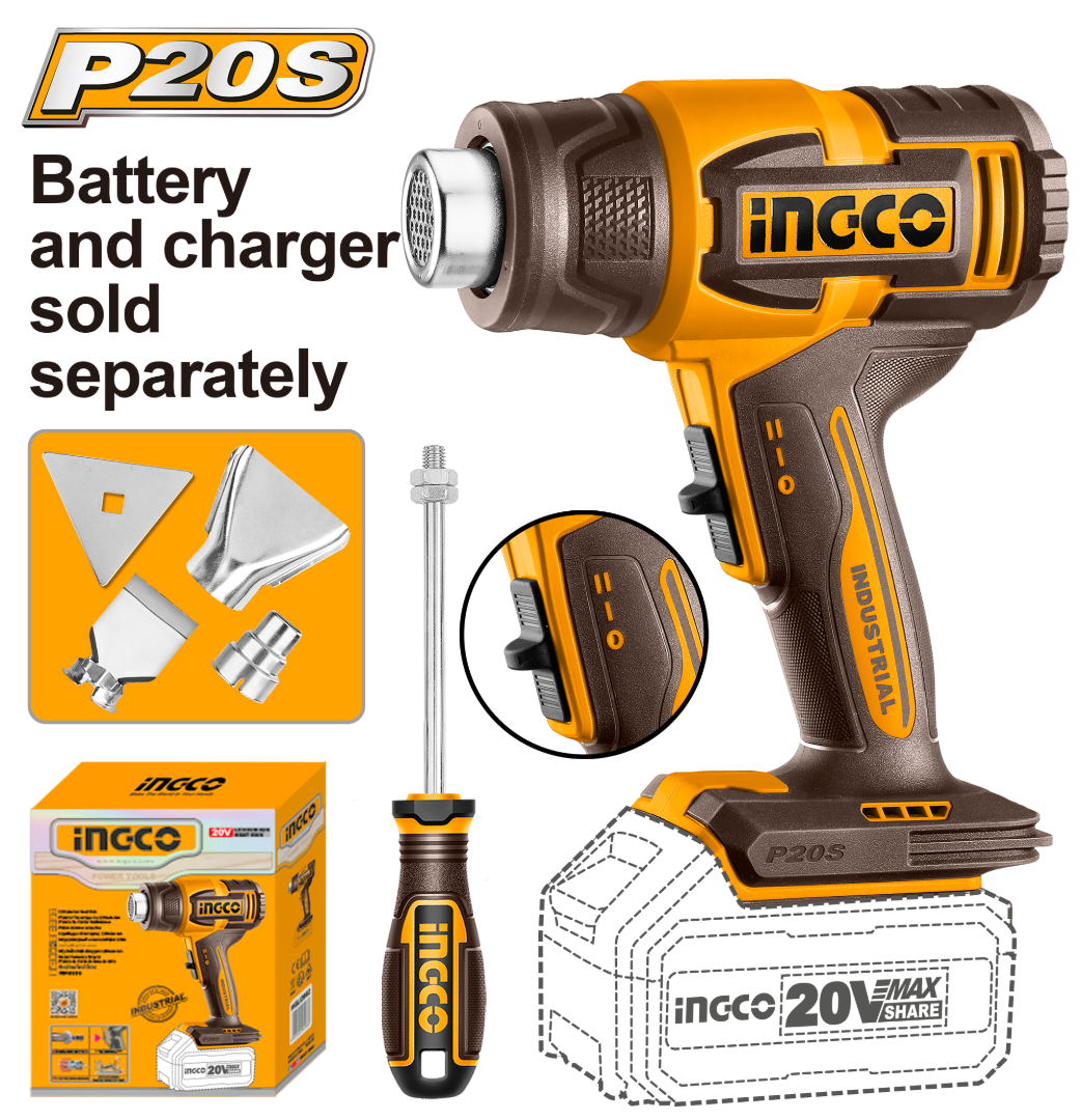INGCO Cordless heat gun HGLI2006