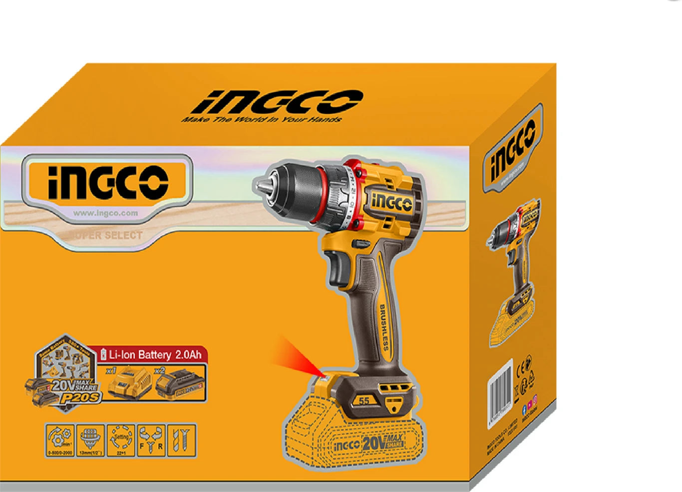 INGCO Compact Brushless Cordless Drill CDLI205582
