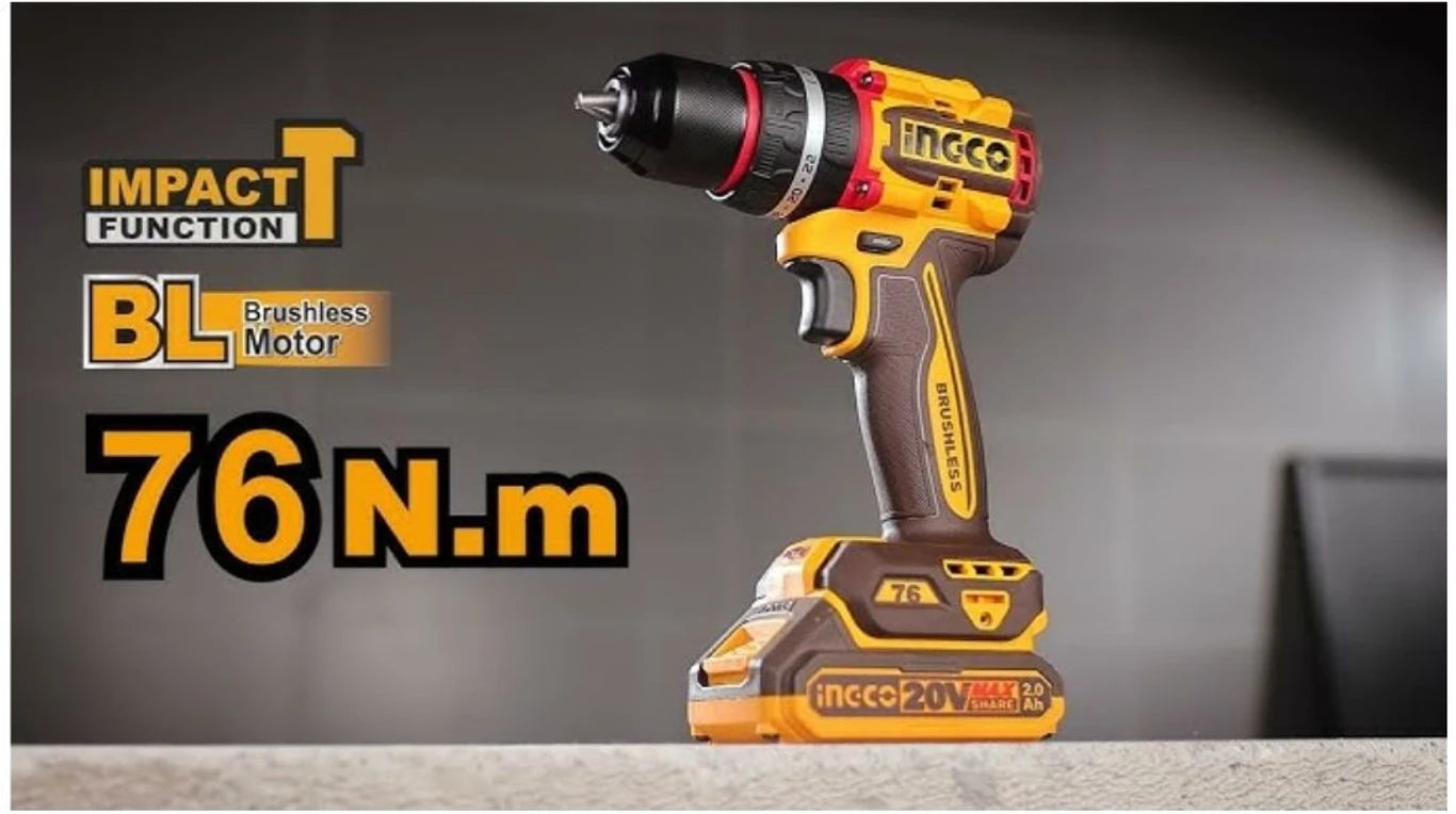 INGCO Compact Brushless Cordless Impact Drill CIDLI20768