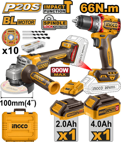 INGCO Cordless 2 pcs combo kit CKLI2027310