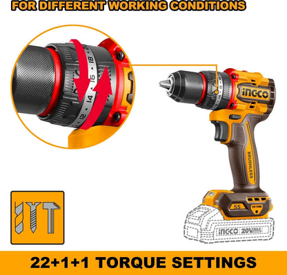 INGCO Compact Brushless Cordless Impact Drill CIDLI205581