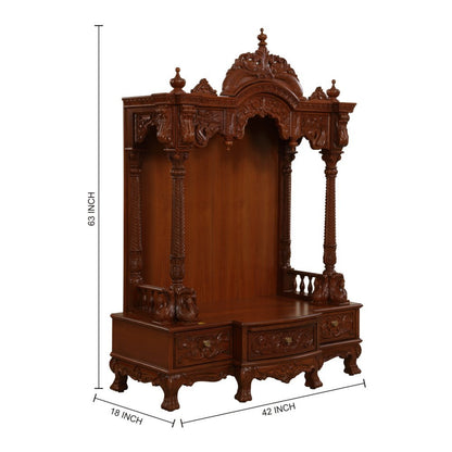 Udaipur Handicrafts Mandir Design For Home Teak Wooden L 42" x W 18" x H 63"