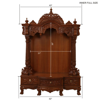 Udaipur Handicrafts Mandir Design For Home Teak Wooden L 42" x W 18" x H 63"