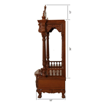Udaipur Handicrafts Mandir Design For Home Teak Wooden L 42" x W 18" x H 63"