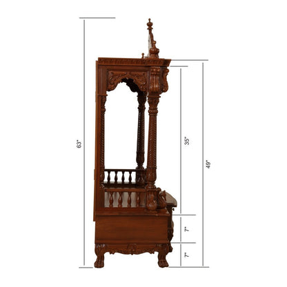 Udaipur Handicrafts Mandir Design For Home Teak Wooden L 42" x W 18" x H 63"