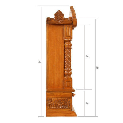 Udaipur Handicrafts Mandir Design For Home Teak Wood L 16" x W 6" x H 24"