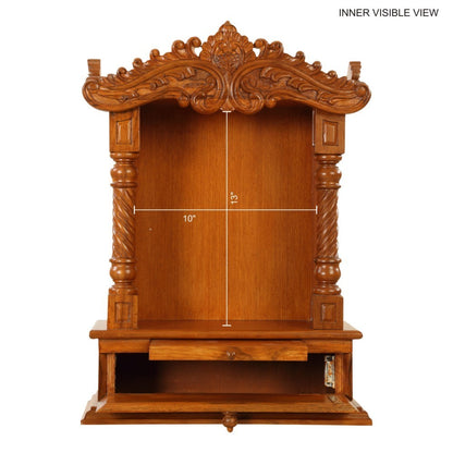 Udaipur Handicrafts Mandir Design For Home Teak Wooden L 42" x W 18" x H 63"