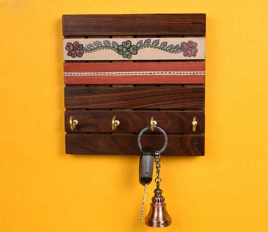 Udaipur Handicrafts Wood Brown Tribal Art Handcrafted Key Holder