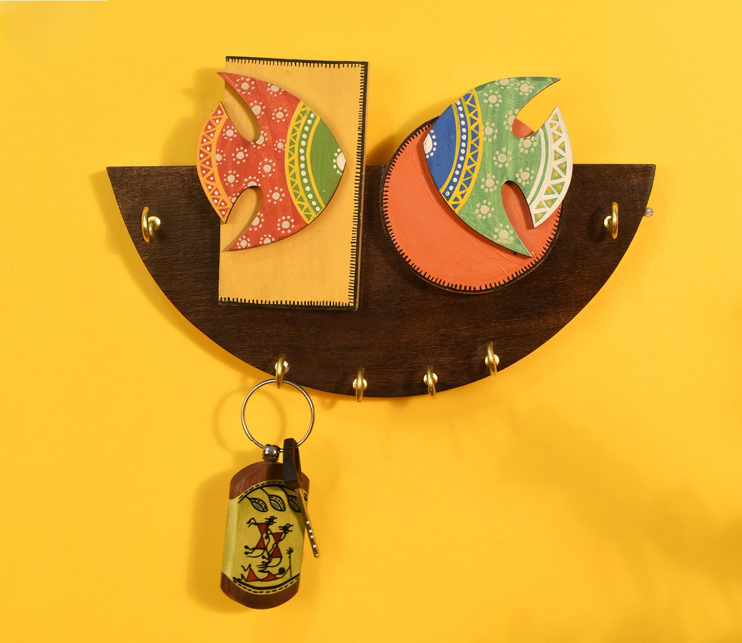 Udaipur Handicrafts Wood Multicolor  Fish Key Holder
