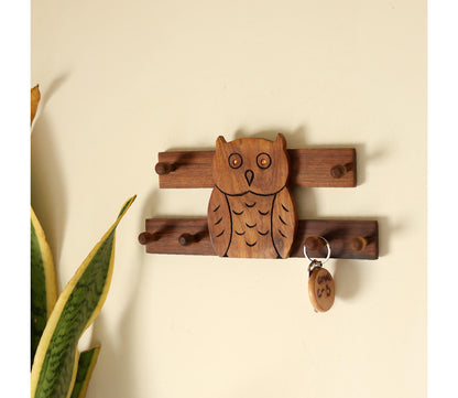 Udaipur Handicrafts Shades of Owl  Wood  Hooks Key Holder