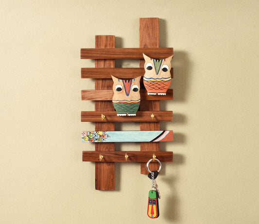 Udaipur Handicrafts Wood Midnights Owl Key Hanger