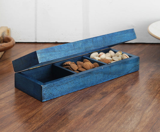 Udaipur Handicrafts Hand-made Distress Blue Wooden Multipurpose Box