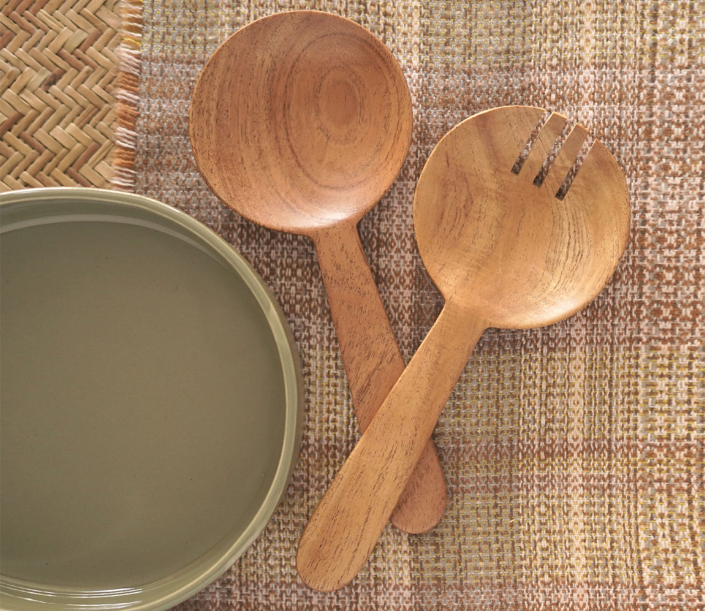 Udaipur Handicrafts Agaja Wooden Salad Ladle Set Of 2