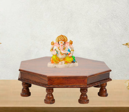 Udaipur Handicrafts Modern Style Brown Wooden Chowki