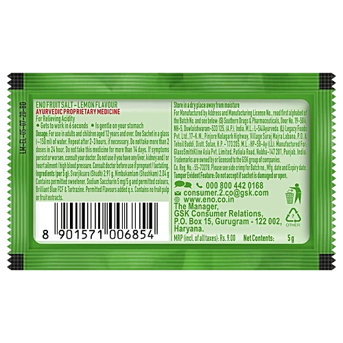 Eno Fruit Salt - Lemon Flavour, 5 g