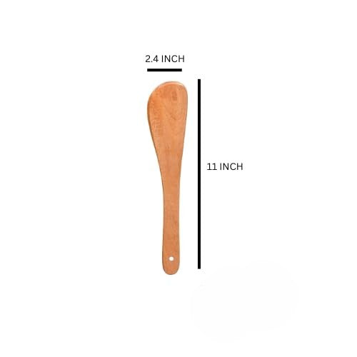 Udaipur Handicrafts Pure Neem Wood Spatula Set for Cooking | Dosa Spatula Set | Wooden Spatula for Serving, Mixing, Flipping | Naturally Antimicrobial and Non Stick - Neem Wood Flip & Serve Set of 3