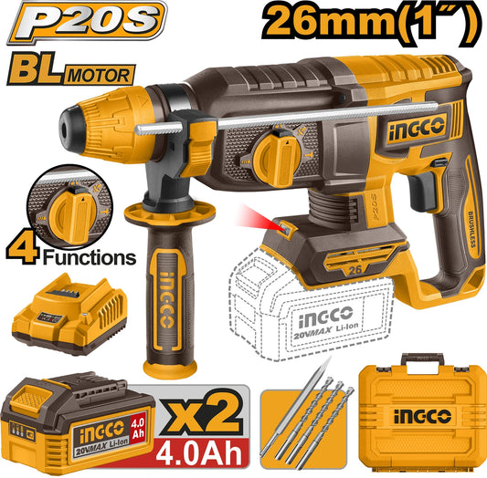 INGCO CRHLI202682 Rotary Hammer Drill (26 mm Chuck Size, 20 W)