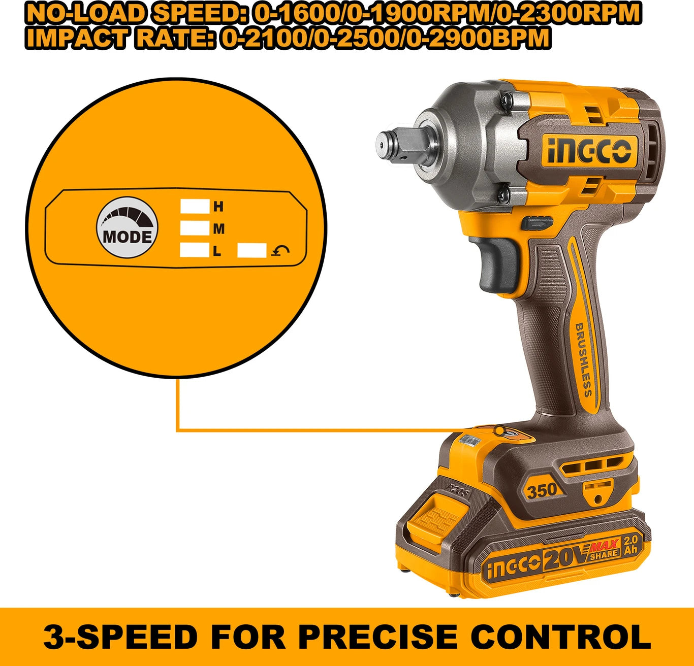 INGCO Cordless impact wrench CIWLI20351