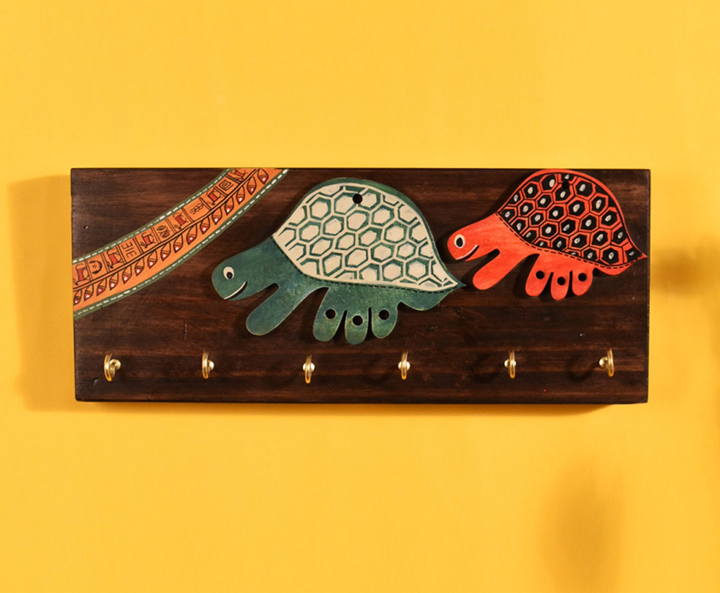 Udaipur Handicrafts Wood 	Multicolor Handcrafted Tribal Art Turtle Key Holder