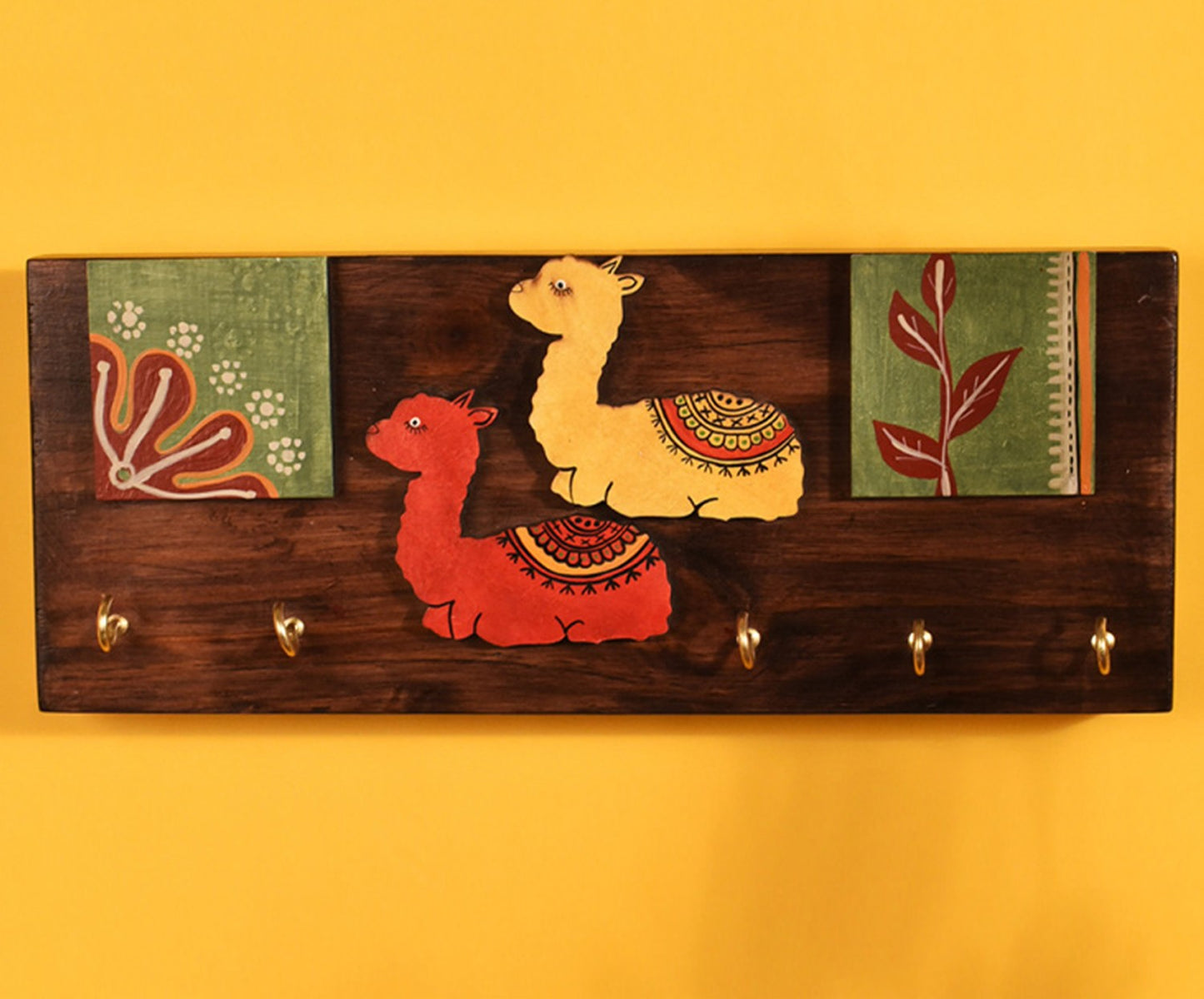 Udaipur Handicrafts Wood  Multicolor Tribal Art Alpaca Theme Key Holder