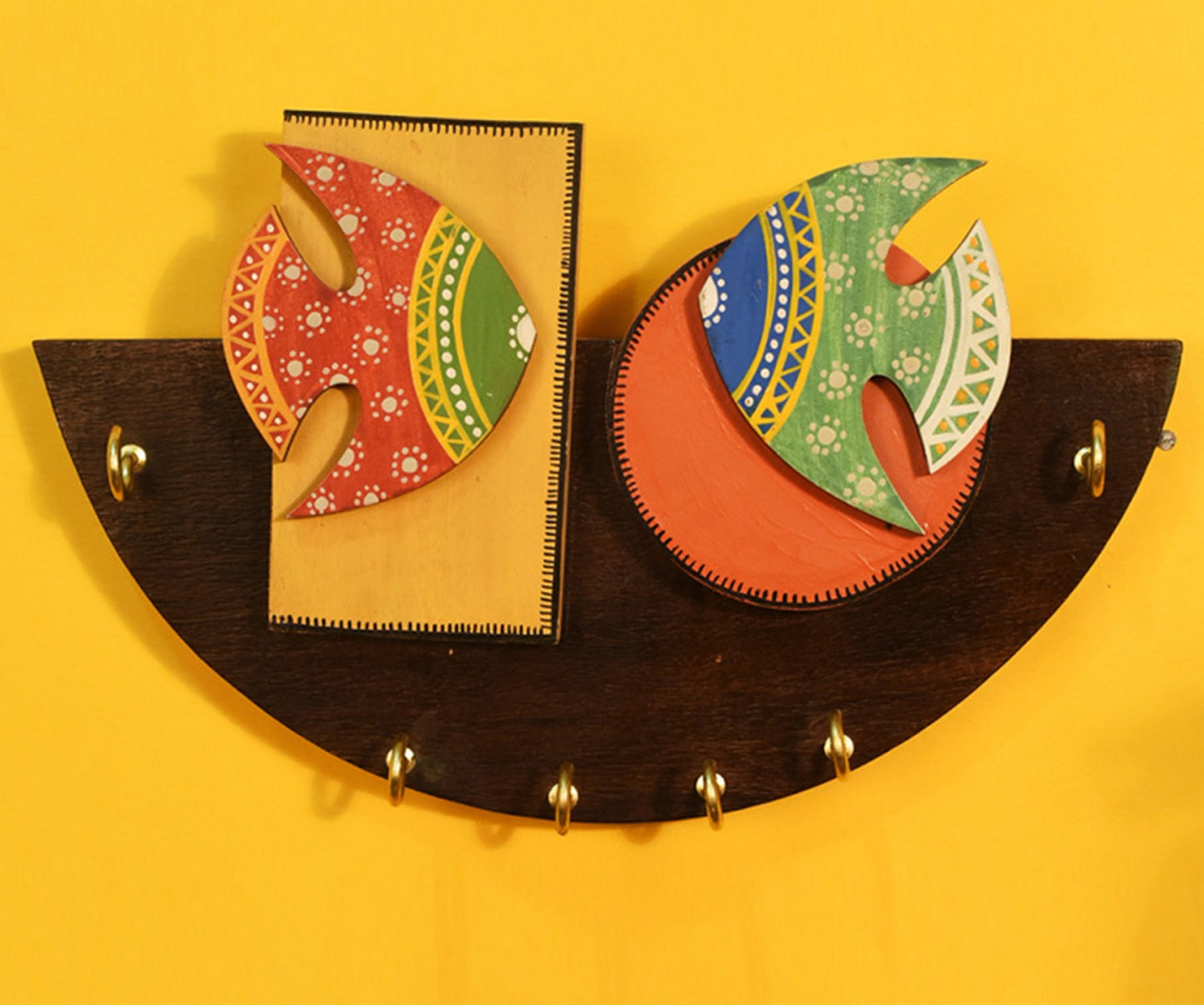 Udaipur Handicrafts Wood Multicolor  Fish Key Holder