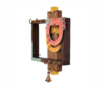 Udaipur Handicrafts Wood Multicolor Bird Design Key Holder