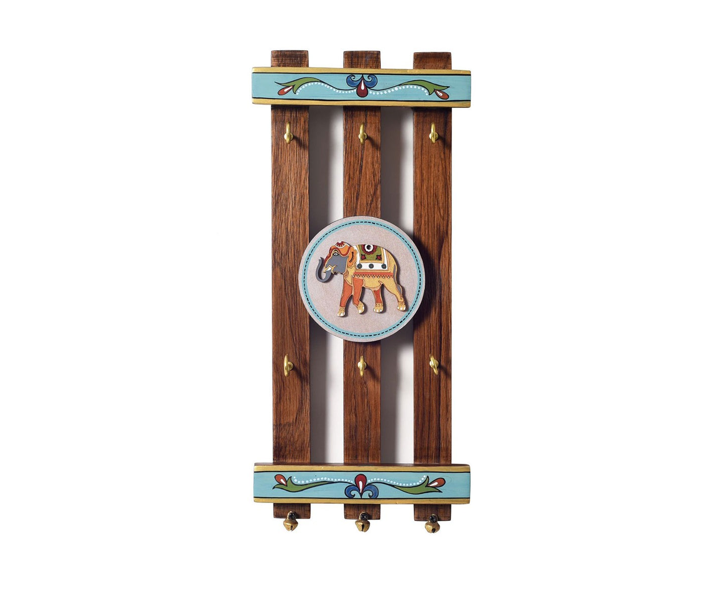 Udaipur Handicrafts Wood Elephants Stripped Key Hangers