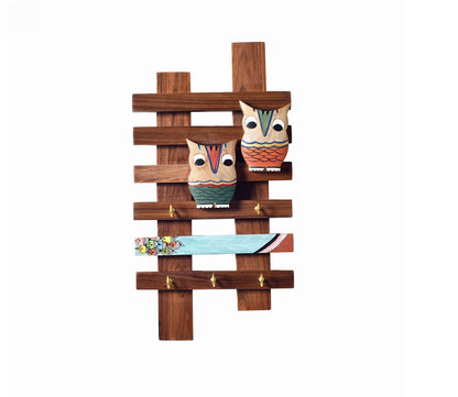 Udaipur Handicrafts Wood Midnights Owl Key Hanger
