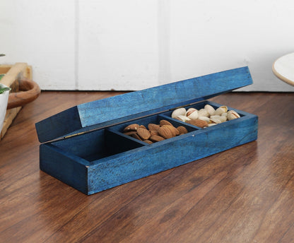 Udaipur Handicrafts Hand-made Distress Blue Wooden Multipurpose Box