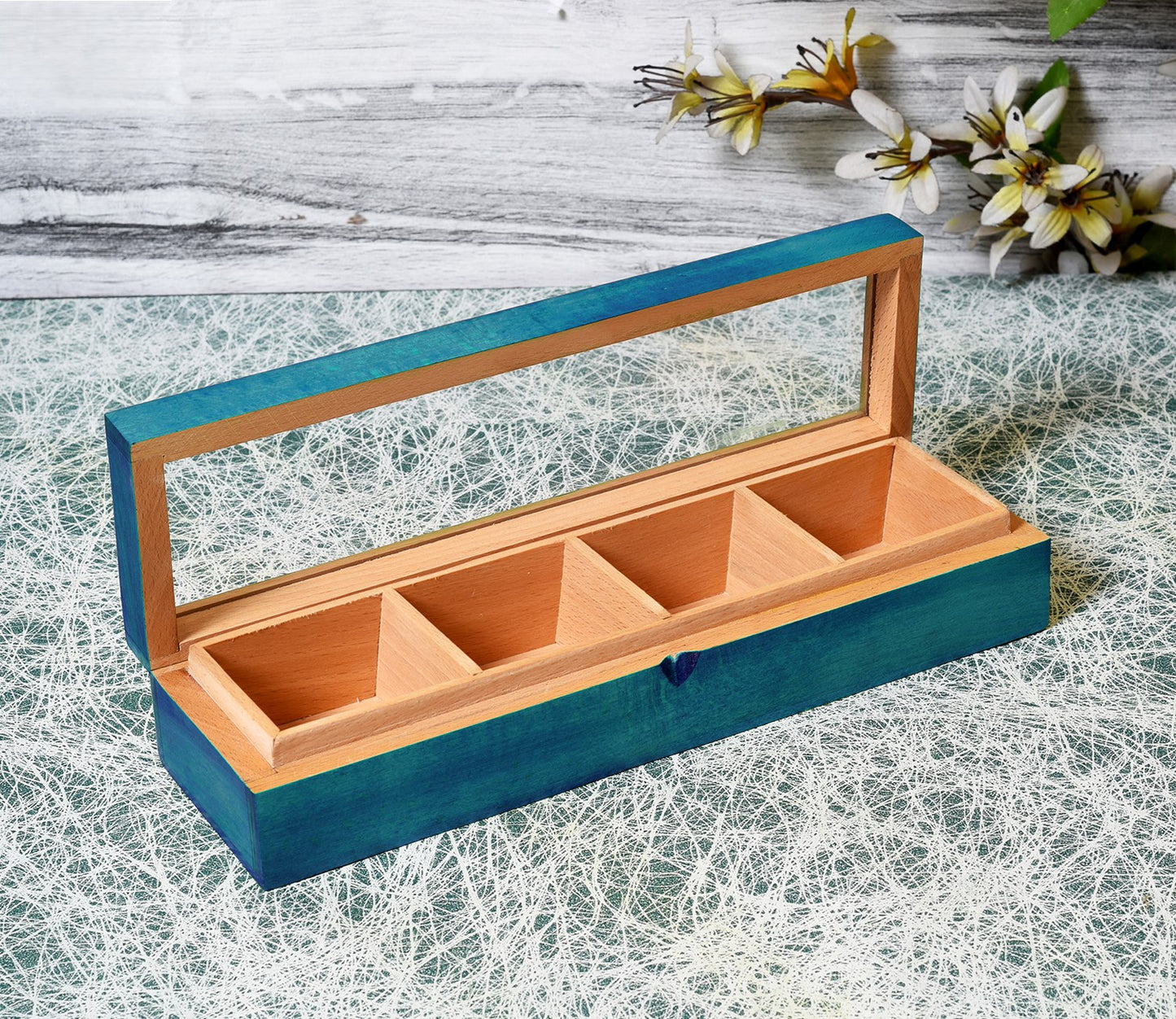 Udaipur Handicrafts Blue Wooden Masala Cum Utility Box