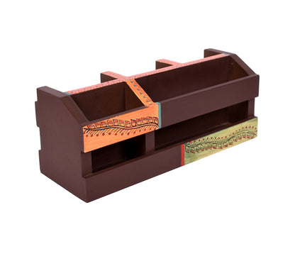 Udaipur Handicrafts Tribal Art Handcrafted Wooden Cutlery Holder