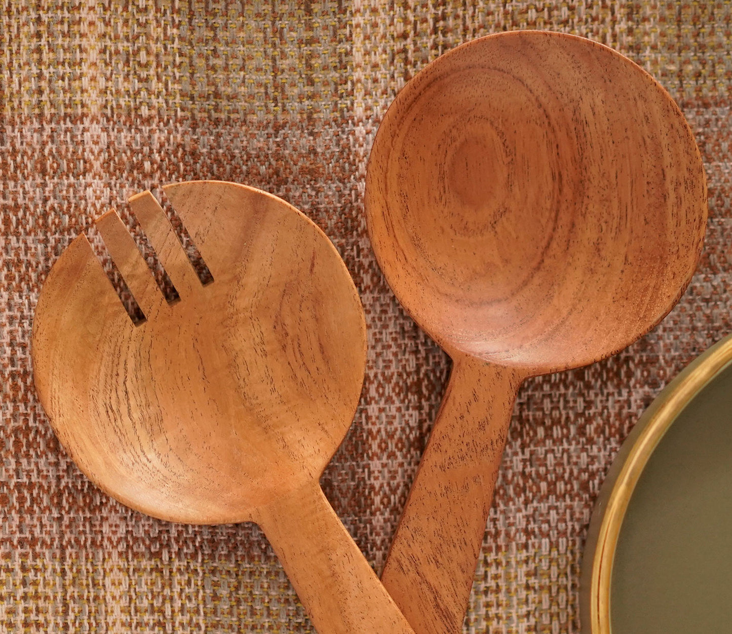 Udaipur Handicrafts Agaja Wooden Salad Ladle Set Of 2